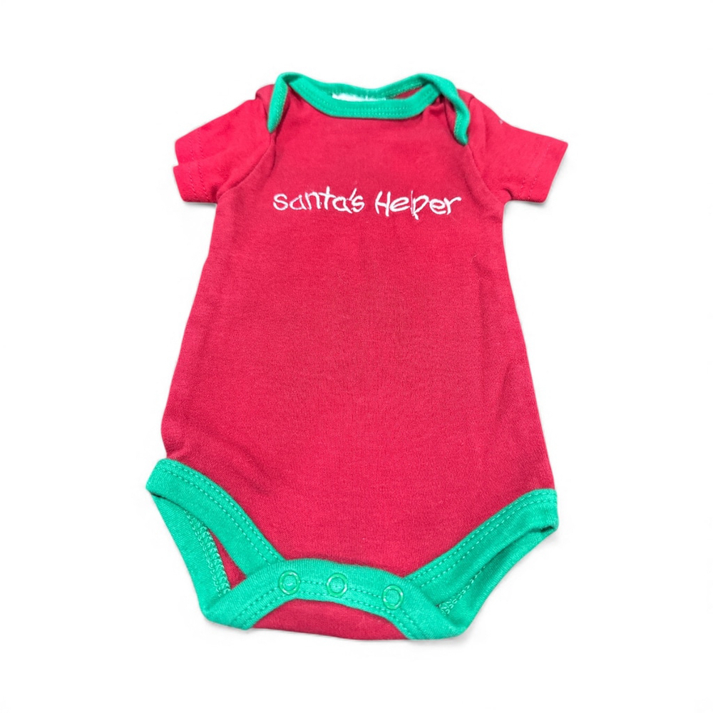 Santa’s Helper Red & Green Baby Bodysuit 0–3 Months